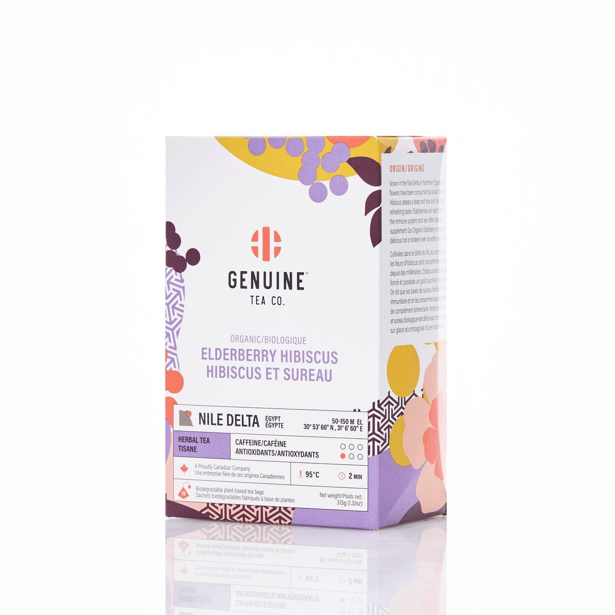Pyramid Tea Bags - Organic Elderberry Hibiscus Herbal Tea: Case of 8 x 15 Pyramid Tea Bags